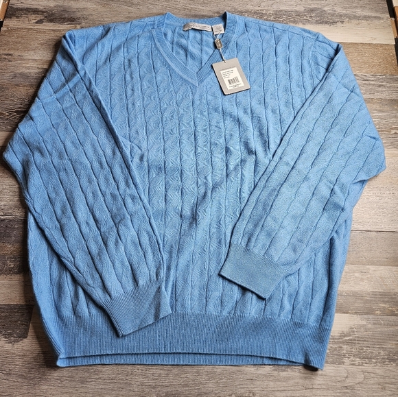 Greg Norman NEW Men's XXL Cashmere Cable Knit Sweater NEW Blue